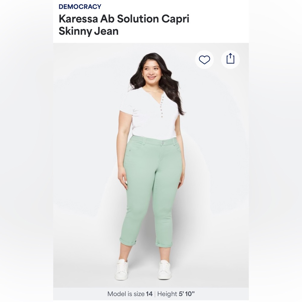 Democracy Karessa Ab Solution Capri Skinny Jean in Mint Green - size 20- EUC